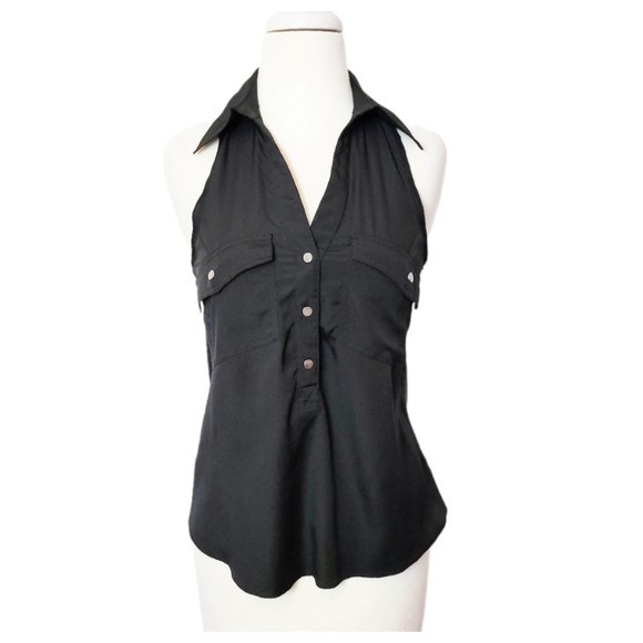 Rock & Republic Tops - Rock and Repulic Tank Top Black Sleeveless Racerback Flowy Semi Sheer Henley